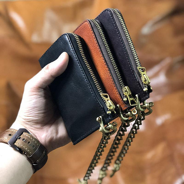 Handmade Leather Mens Cool Key Biker Wallet Car Key Holder License Holder Chain Wallet for Men - iwalletsmen