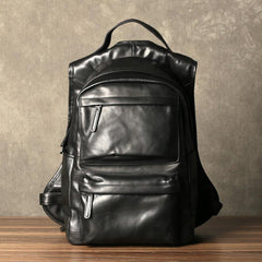 Fashion Leather Men's 15 inches Computer Backpack Black Large Travel Backpack Coffee Large College Backpack For Men - iwalletsmen