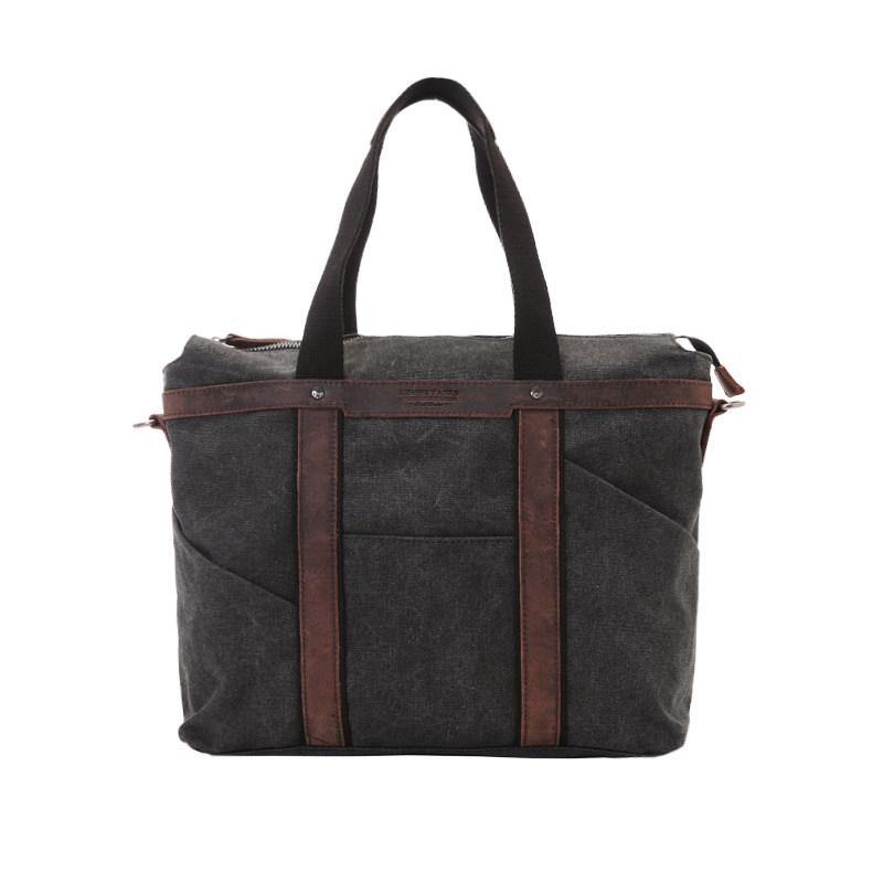 Fashion Canvas Leather Mens Black Briefcase Computer Bag Work Bag Handbag For Men - iwalletsmen