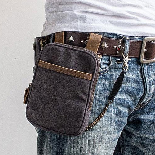 Canvas Belt Pouch Mens Waist Bag Hip Pack Belt Bag Fanny Pack Bumbag for Men - iwalletsmen