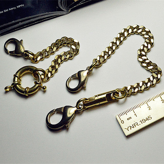 Cool Silver Brass Stainless Steel Mini Key Chain Wallet Chain Hanging Chain for Men - iwalletsmen