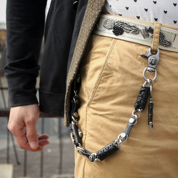 Cool Men's Leather and Metal Chain Long Biker Wallet Chain Pants Chain For Men - iwalletsmen