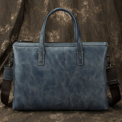 Leather Vintage Mens 14-inch Blue Briefcase Lawyer Briefcases Laptop Briefcase Business Briefcase For Men - iwalletsmen