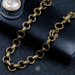 Cool Men's Handmade Pure Brass Snake Head Key Chain Pants Chains Biker Wallet Chain For Men - iwalletsmen