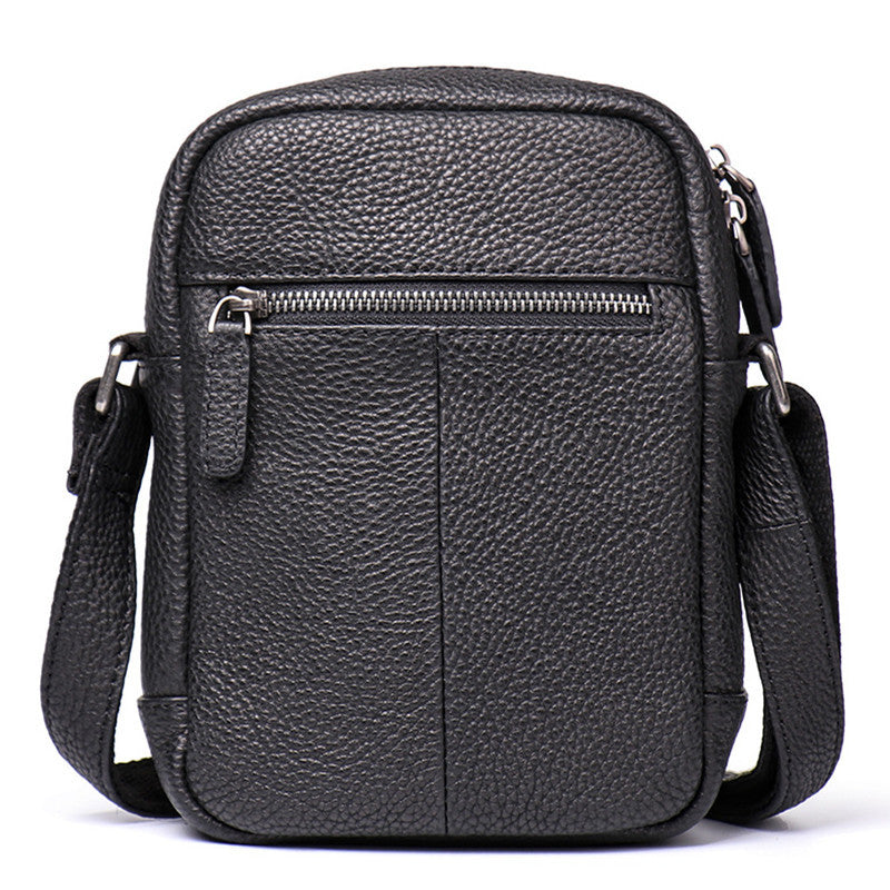 Casual Black Leather Mens Small Shoulder Bag Small Side Bag Messenger ...