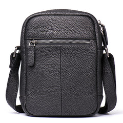 Casual Black Leather Mens Small Shoulder Bag Small Side Bag Messenger Bag For Men - iwalletsmen