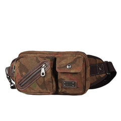 Yellow Camouflage Canvas Fanny Packs Men's Chest Bag Canvas Hip Bag Waist Bags For Men - iwalletsmen
