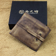 Handmade Mens Cool billfold Leather Wallet Men Small Slim Wallets Bifold for Men - iwalletsmen