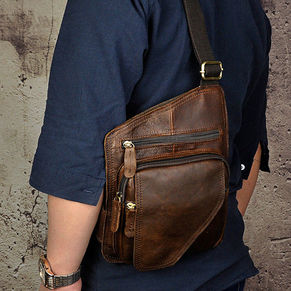 Leather Mens Chest Bag Sling Bag Sling Shoulder Bag Sling Backpacksfor men - iwalletsmen