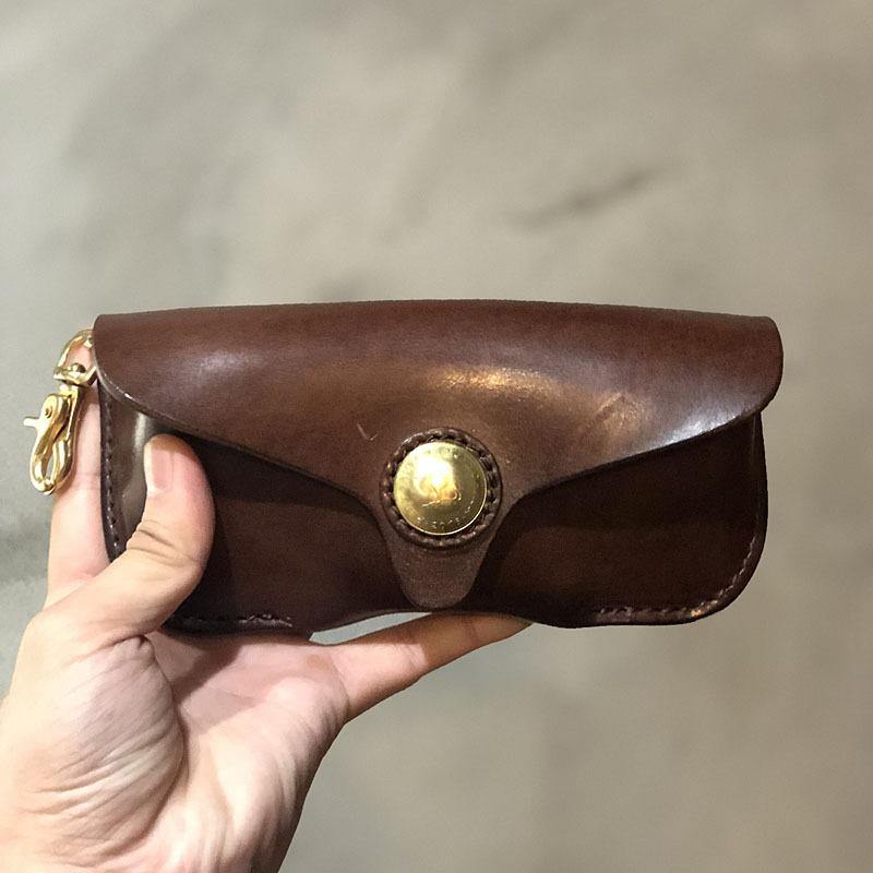 Handmade Mens Cool Brown Leather Glasses Case Glasses Box Black Glasses Holder Sunglasses Case for Men - iwalletsmen