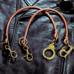 Fashion Men's Handmade Pure Brass Leather Rope Key Chain Pants Chains Biker Wallet Chain For Men - iwalletsmen