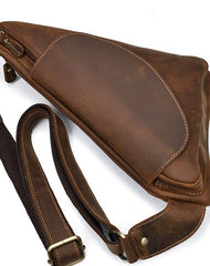Cool Triangular Leather Mens Sling Bag Chest Bag Sling Crossbody Bag One Shoulder Backpack For Mens - iwalletsmen