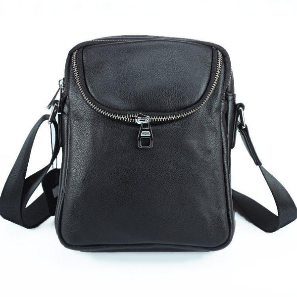 Black LEATHER MENS 8-inch Phone Small Vertical Side Bag Black COURIER BAG MESSENGER BAG FOR MEN - iwalletsmen