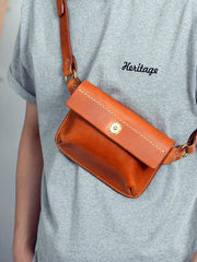 Cool Handmade Brown Leather Men Fanny Pack Hip Bag Bum Pack Waist Bag Chest Bag For Men - iwalletsmen