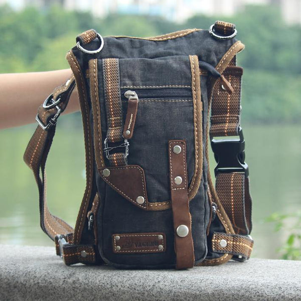 Black Denim Mens Casual Small Belt Bag Fanny Pack Messenger Bag Green Jean Waist Bag DropLeg Bags For Men - iwalletsmen
