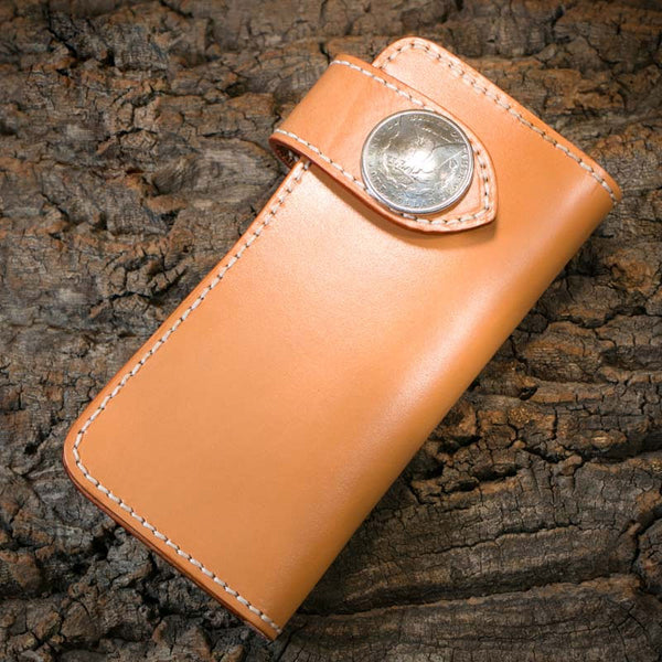 Handmade Leather Mens Cool Beige Chain Wallet Biker Trucker Wallet with Chain