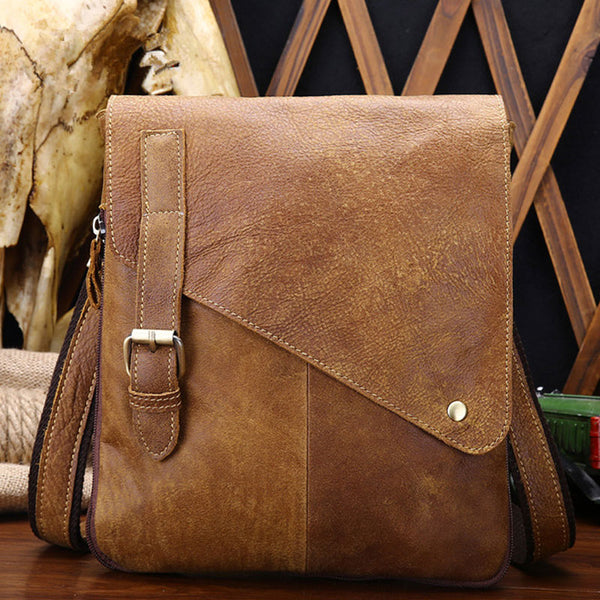 Cool Leather Mens Small Side Bag Messenger Bag Shoulder Bag for Men - iwalletsmen