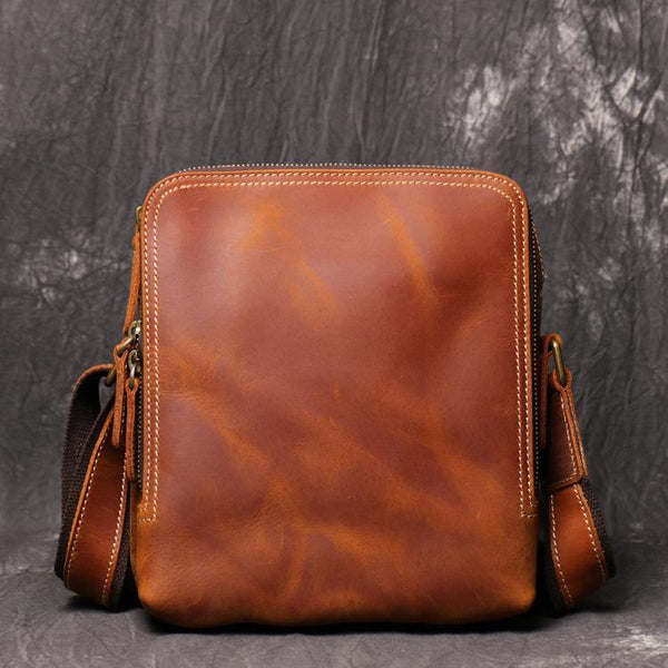 Cool Brown LEATHER MENS Ipad Vertical SIDE BAG COURIER BAG Vertical MESSENGER BAG FOR MEN - iwalletsmen
