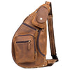 Brown Leather Mens Cool Large Sling Bags Light Brown Crossbody Pack Chest Bag for Men - iwalletsmen