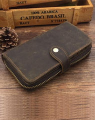Vintage Coffee Mens Leather Cool Long Wallets Bifold Long Wallets for Men - iwalletsmen