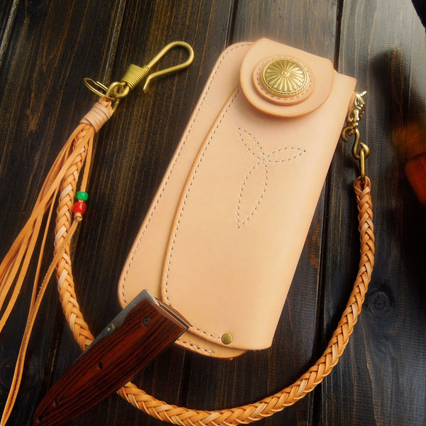 Handmade Leather Biker Wallet Mens Cool Chain Wallet Trucker Wallet with Chain