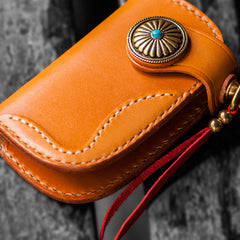 Handmade Leather Biker Mens Cool Car Key Wallet Coin Wallet Pouch Car KeyChain for Men