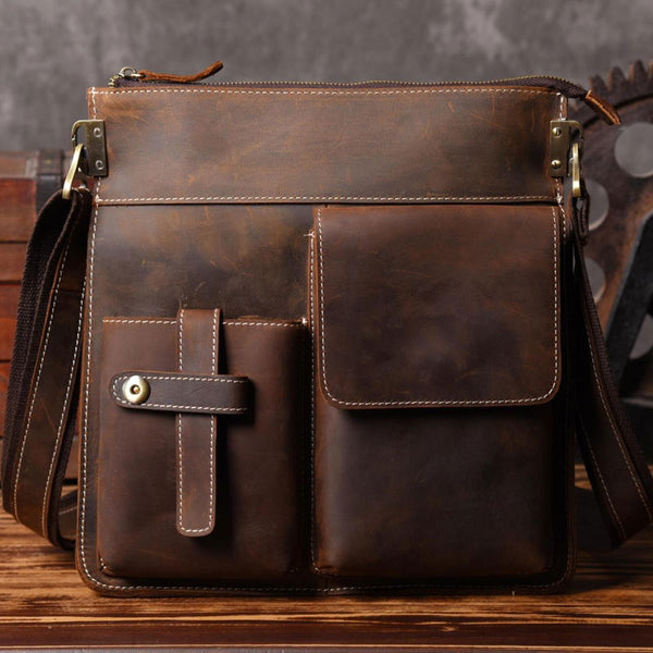 Cool Leather Mens Shoulder Bag Messenger Bag Chest Bag for men