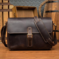 Cool Dark Coffee Leather 13 inches Postman Bag Messenger Bags Side Bag for Men - iwalletsmen