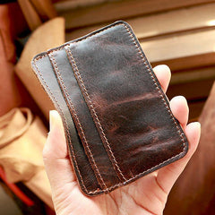 Brown Slim Leather Mens Card Wallet Small Card Holder Front Pocket Wallet For Men - iwalletsmen
