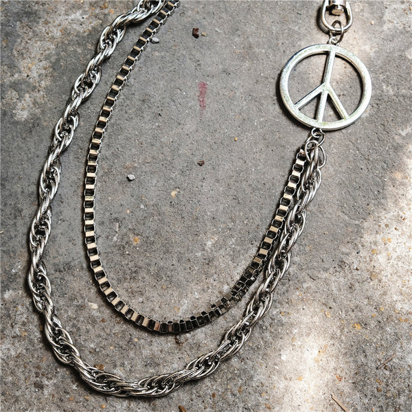Badass Mens Double Pacifism Long Stainless steel Pants Chain Wallet Chain For Men - iwalletsmen
