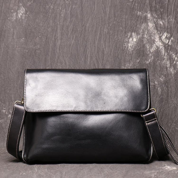 Vintage Black LEATHER MENS Ipad Courier Bag SIDE BAG Casual Brown MESSENGER BAG FOR MEN - iwalletsmen