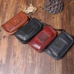 Handmade Leather Mens Small Brown Key Wallet Key Holder Black Car Key Case for Men - iwalletsmen