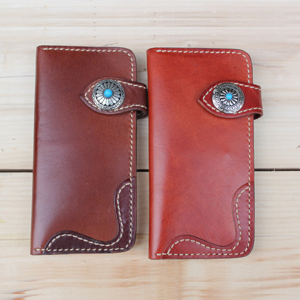 Cool Leather Mens Biker Chain Wallet Cool Handmade Long Biker Wallets with Chain - iwalletsmen