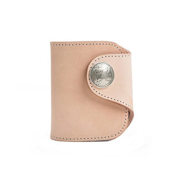 Handmade Beige Leather Mens billfold Biker Wallet Bifold Small Biker Wallet For Men - iwalletsmen