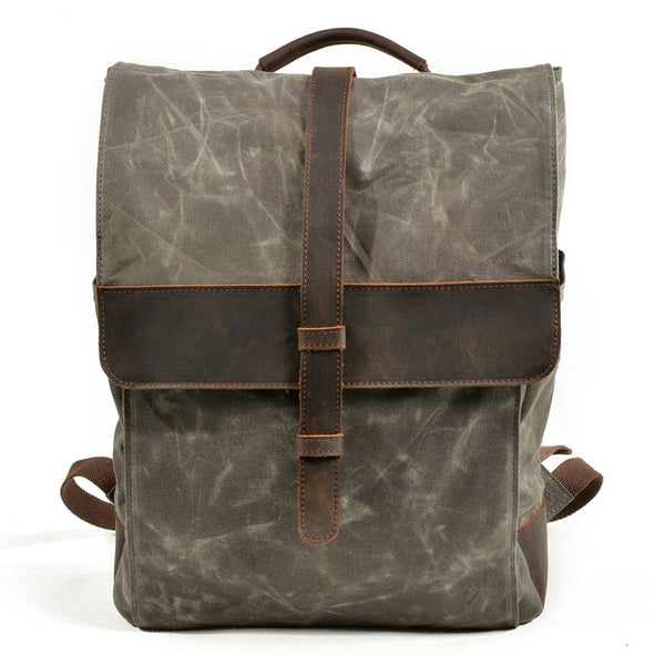 Waxed Canvas Leather Mens Backpack Canvas Travel Backpacks Canvas School Backpack for Men - iwalletsmen