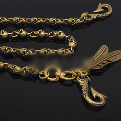 Badass Skull Brass 18'' Biker Wallet Chain Gold Wallet Chain Pants Chain For Men - iwalletsmen