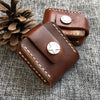 Handmade Mens Brown Leather Classic Zippo Lighter Case Star Zippo Lighter Holder with Belt Clip - iwalletsmen