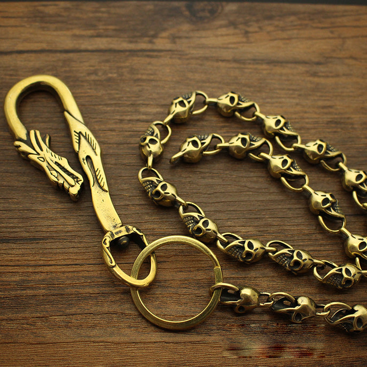 Fashion Brass 18" Mens Skull Key Chain Pants Chain Wallet Chain Motorcycle Wallet Chain for Men - iwalletsmen