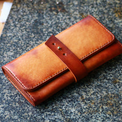 Handmade Leather Mens Long Wallet Vintage Cool Long Wallet for Men - iwalletsmen