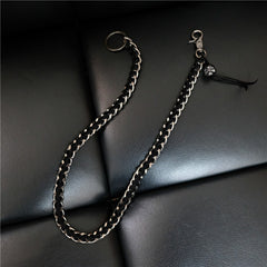 Badass Men's Braided Leather Skull Key Chain Pants Chain Biker Wallet Chain For Men - iwalletsmen