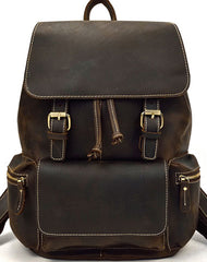 Cool Leather Black Coffee Mens Satchel Backpacks Travel Backpack 14inch Laptop Backpack for Men - iwalletsmen