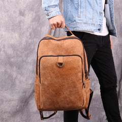 Vintage Brown Leather Men's Backpack School Backpack College Backpack For Men - iwalletsmen