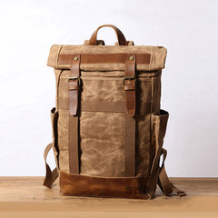 Waxed Canvas Mens Travel Backpack Canvas School Backpack Laptop Backpack for Men - iwalletsmen