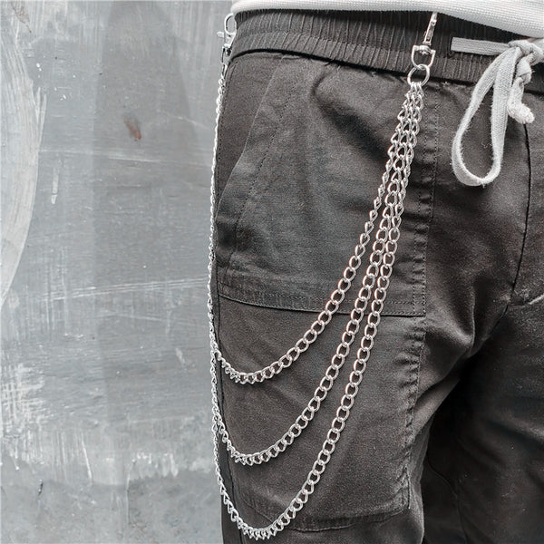 triple wallet chain Badass Stainless Steel Mens Triple Layer Long Pants Chain Wallet Chain For Men - iwalletsmen