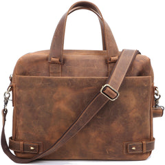 Vintage Maroon Mens Leather Briefcase Work Handbag Brown 14'' Laptop Briefcases For Men - iwalletsmen