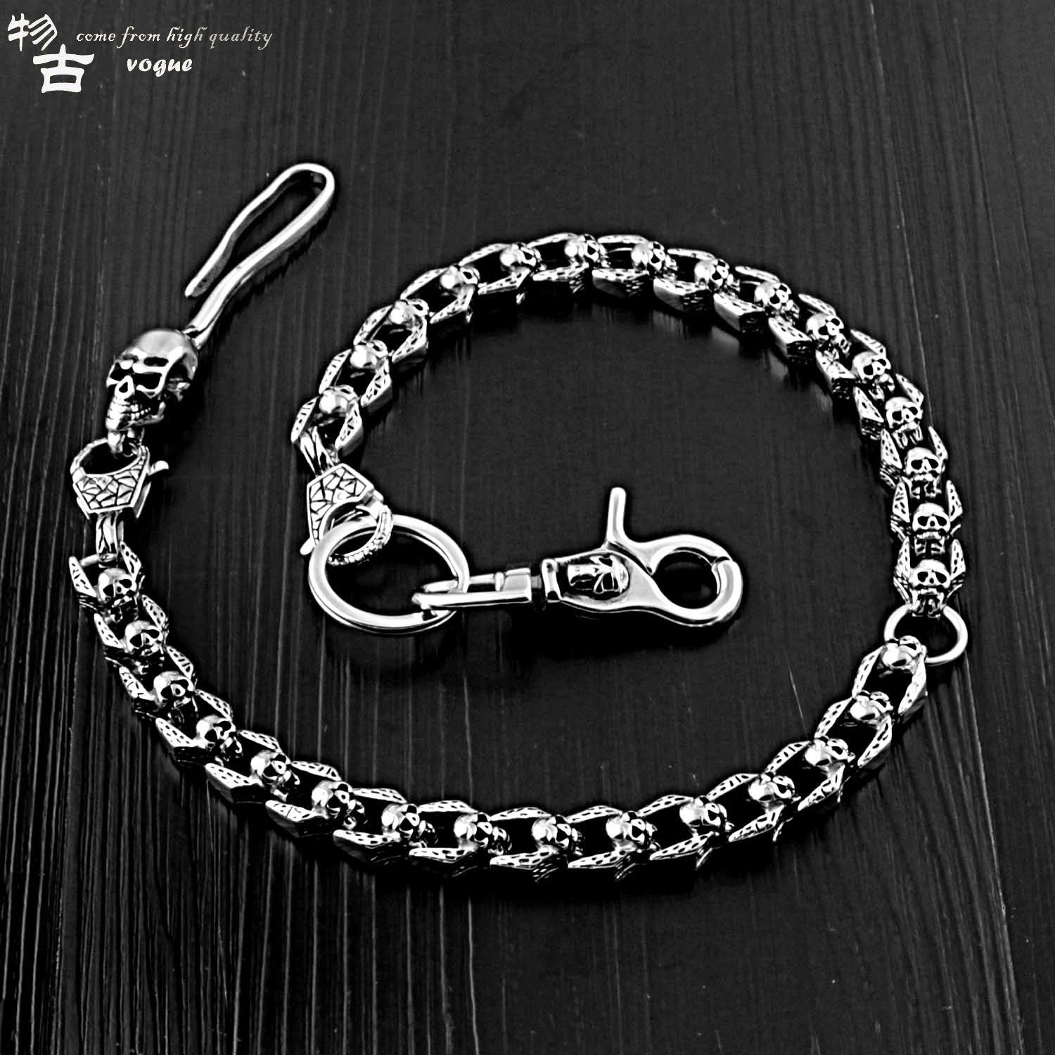 SOLID STAINLESS STEEL Biker Skull Wallet Chain Long Pants Chain Jeans Chain Jean Chain For Men - iwalletsmen