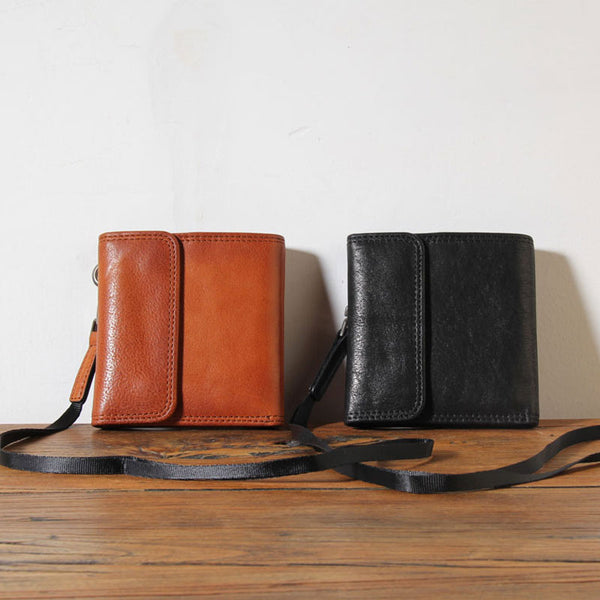 Genuine Leather Mens Cool billfold Leather Wallet Men Small Wallets Trifold for Men