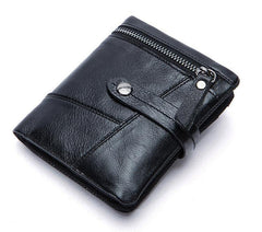 Cool Leather Mens Small Wallet billfold Brown Bifold Wallet Black Multi-card Front Pocket Wallet for Men - iwalletsmen