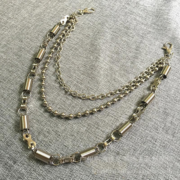 Badass Men's Silver Triple Pants Chain Punk Wallet Chain Jeans Chain Jean Chain For Men - iwalletsmen