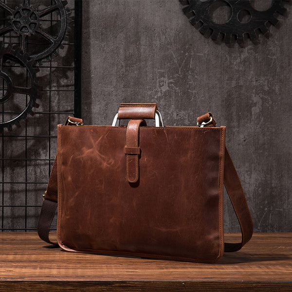 Cool Leather Mens Briefcase 13inch Laptop Bag Work Handbag Business Bags for Men - iwalletsmen